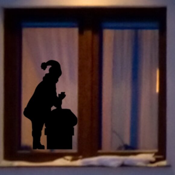 Santa Claus and Gift Sack Window Cling Silhouette decal:Christmas Decor|Christma - Picture 2 of 6